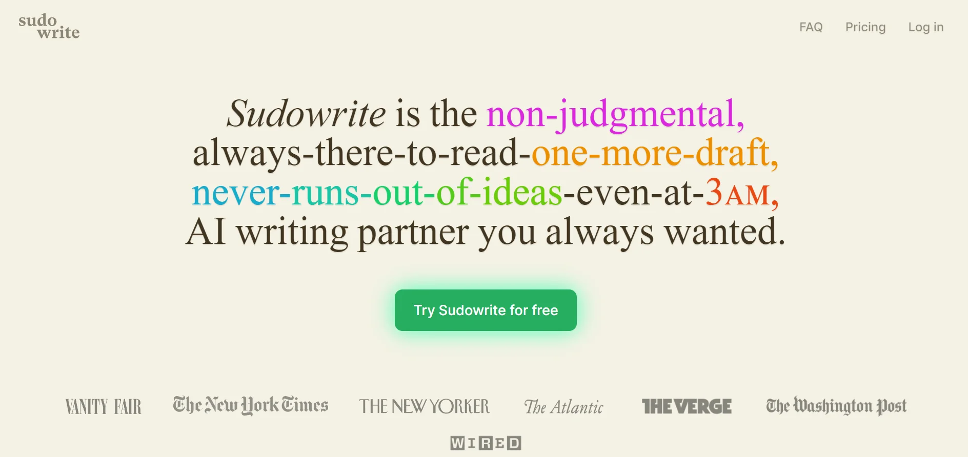 sudowrite home page