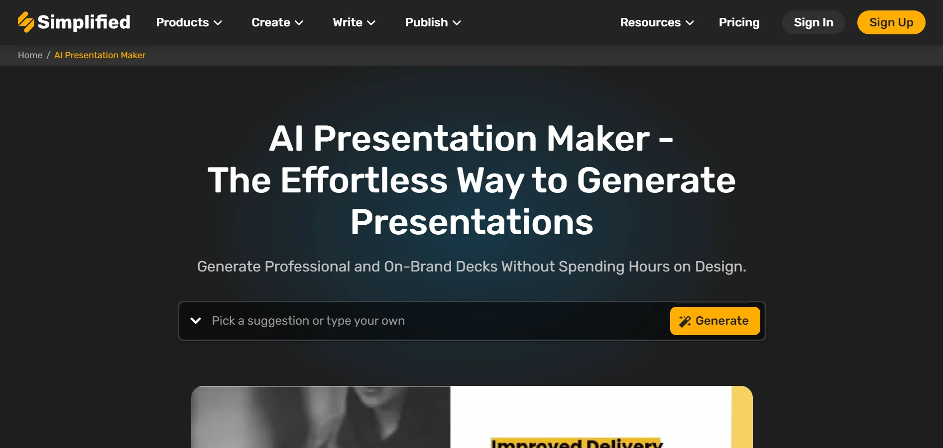 AI presentation maker Simplified