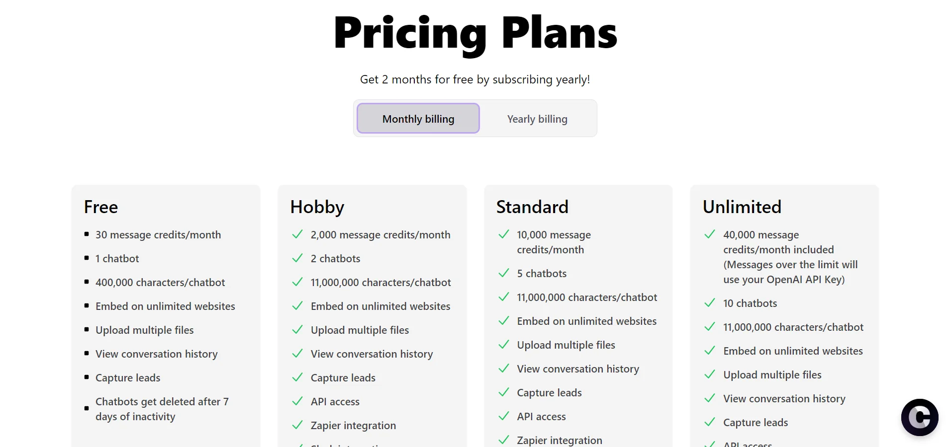 chatbase pricing