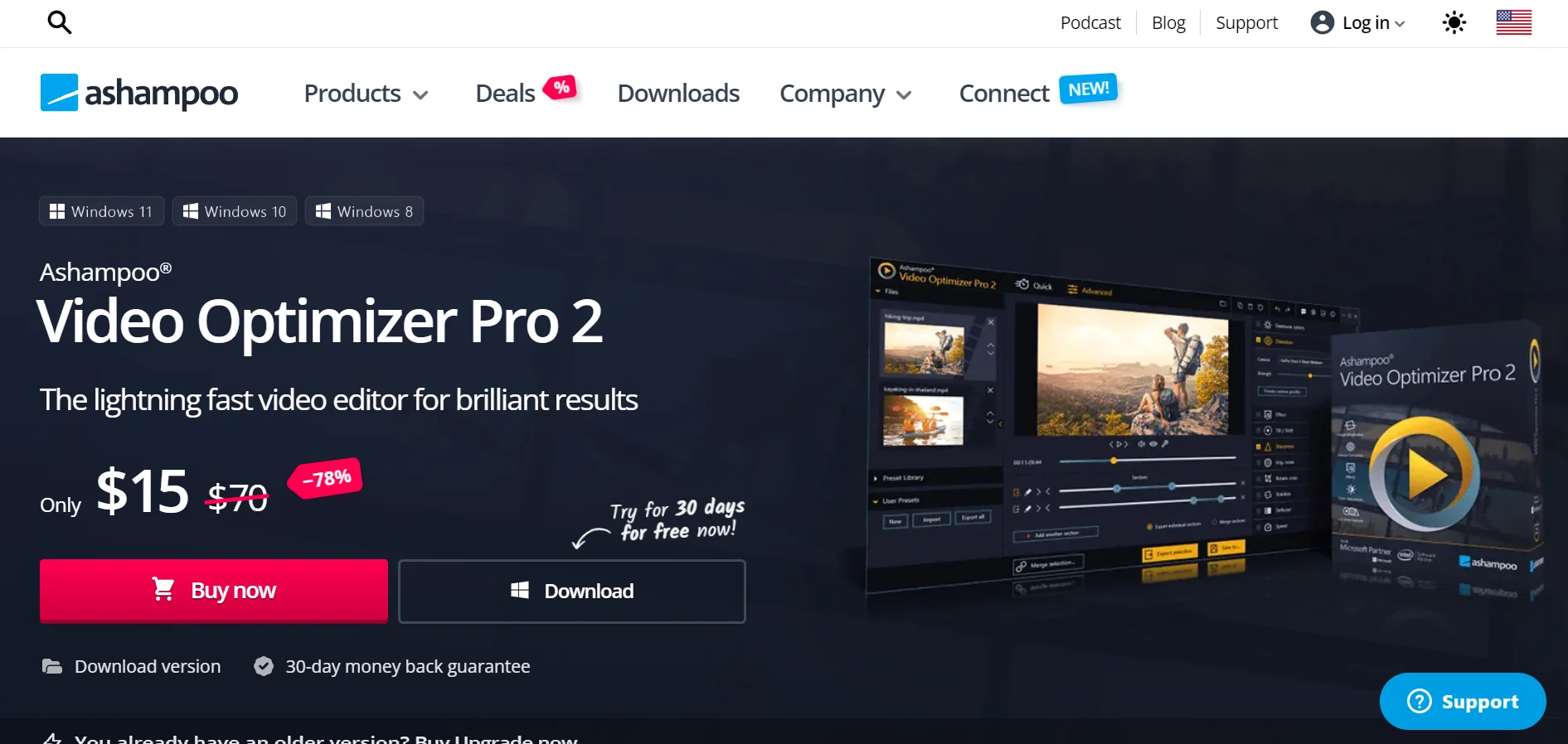 AI video upscaling software Ashampoo Video Optimizer Pro 2