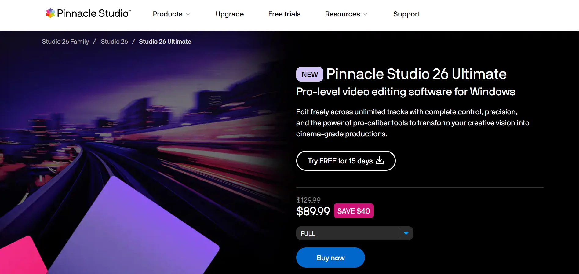 AI video upscaling tool Pinnacle Studio